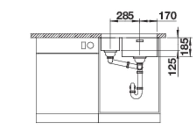 526129 Кухонная мойка Blanco Solis 340/180-U чаша слева  Blanco Solis  - Вид №4