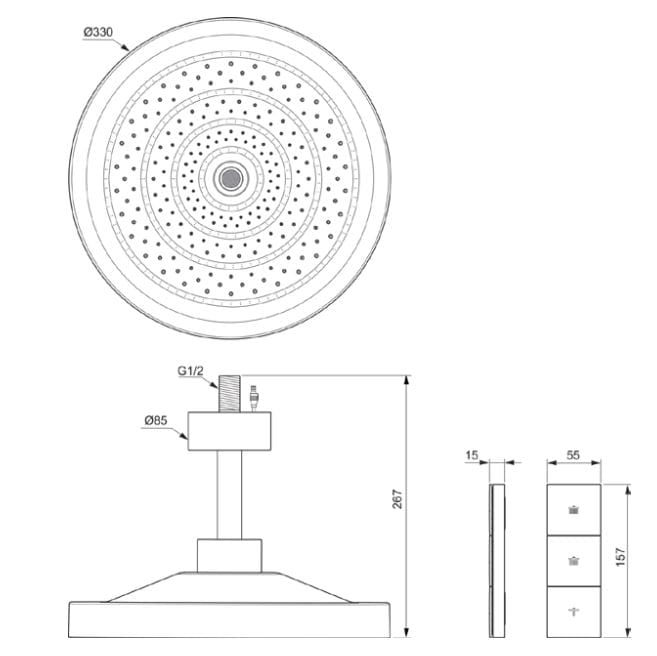 Круглая душевая головка с дистанционным управлением Ideal Standard Idealrain Solos ARCH-00014399 - Вид №1
