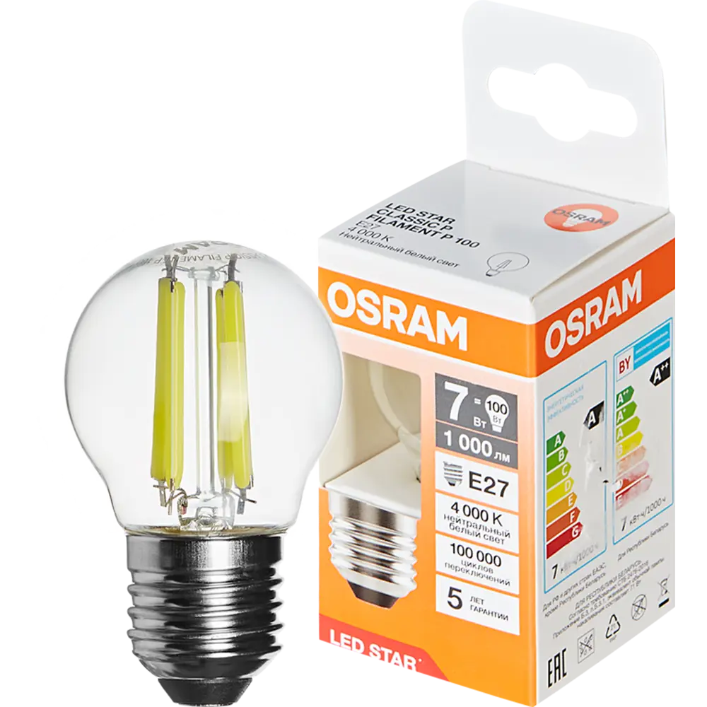 Лампа светодиодная Osram E27 7 Вт/840 нейтральный белый свет 89402747 STLM-2041461 