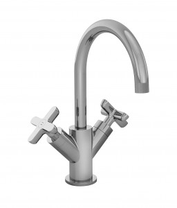 R056F  Смеситель на 1 отверстие для раковинывылет 16 см ручки ограничитель потока воды до 5 л/мин при 3 бар картридж керамический 90° подводка донный клапан нажимного типа Fantini Rubinetti ICONA CLASSIC