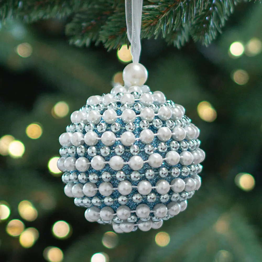 Елочный шар KREAFORTA с бисером голубой ø8 см 89420661 STLM-1583463
