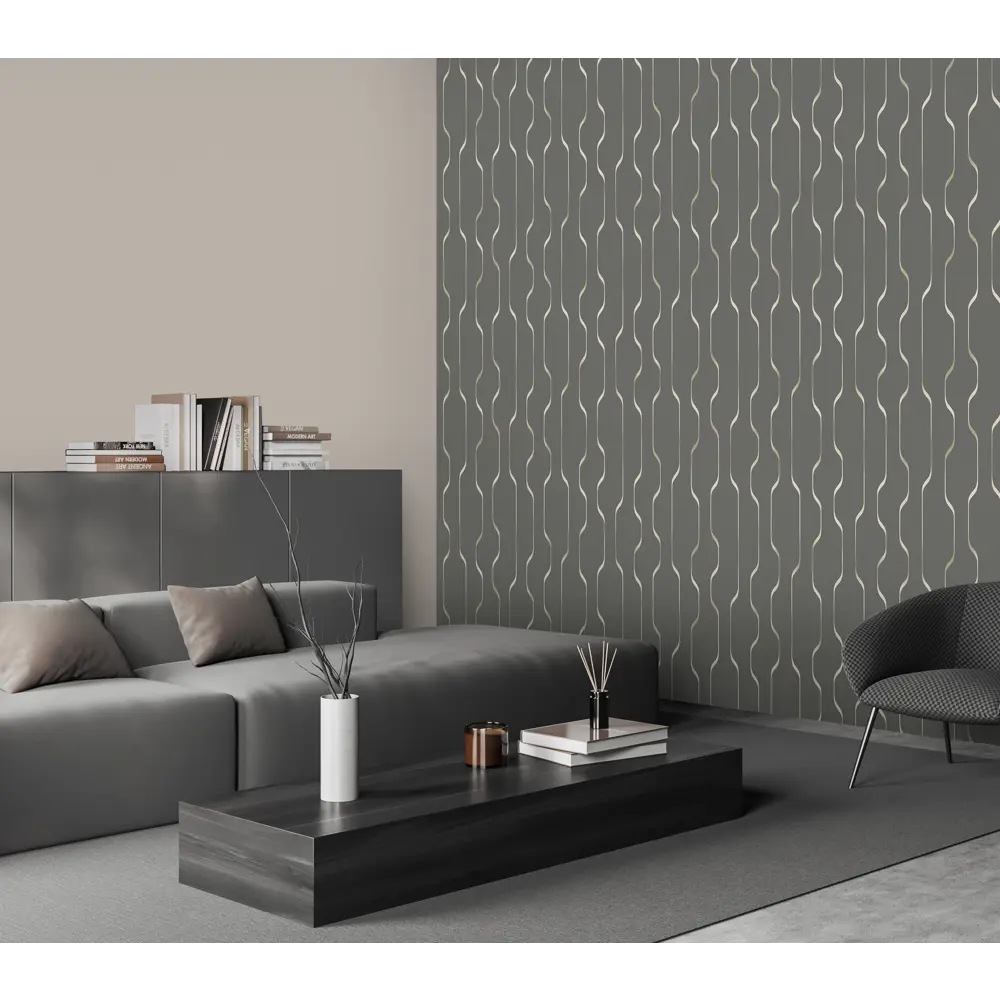 Обои флизелиновые Ateliero Director графитовые 1.06 м - современный стиль 89423697 STLM-1564143 - Вид №5