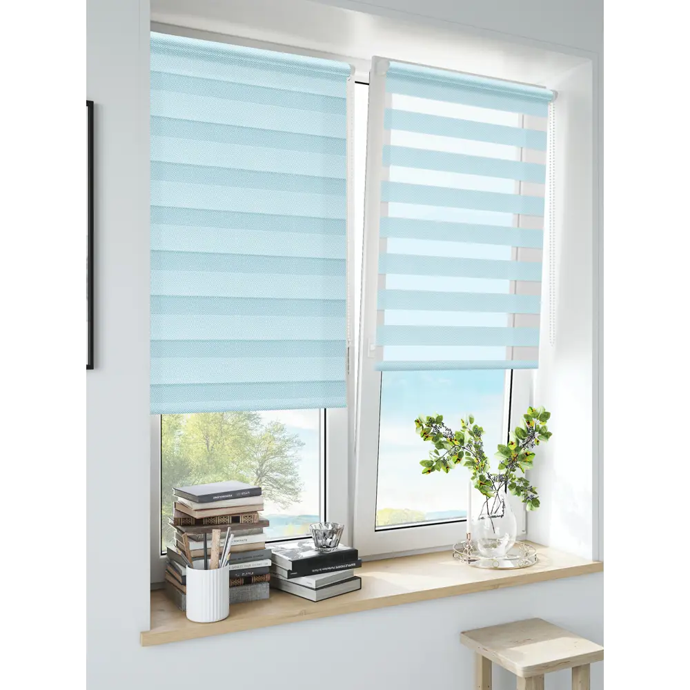 Штора рулонная день-ночь Liza 40x160 см голубая MIAMOZA Коллекция 2024г STLM-2147278 - Вид №2