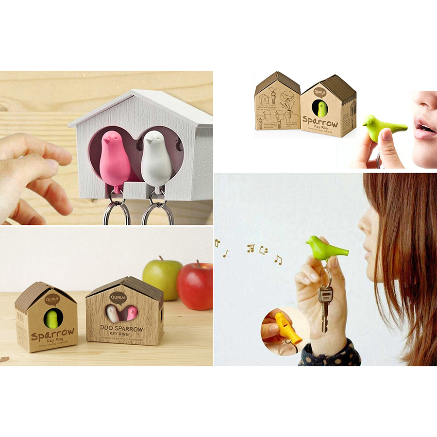 QL10124-BN-WH-BU Держатель для ключей sparrow, белый/голубой Qualy  - Вид №2