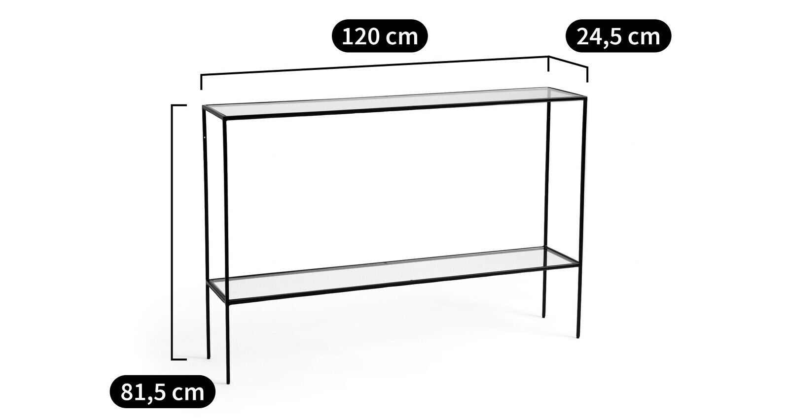 Консоль из закаленного стекла с полками AMPM Ulupna ARCH-00075400 - Вид №3