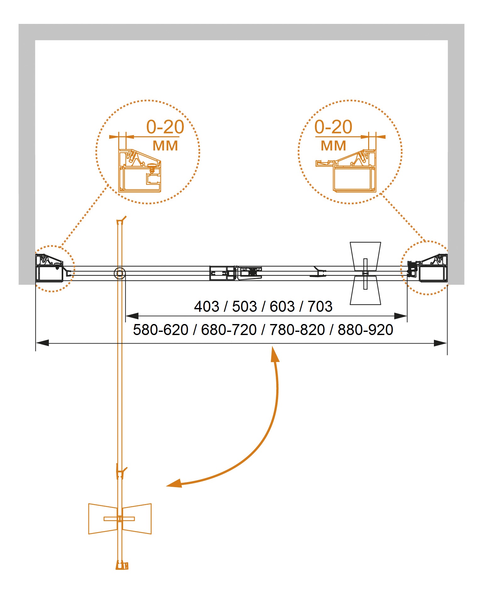 Душевая дверь в нишу CEZARES ROSA-BA-1-70-RO-Bi - Вид №5