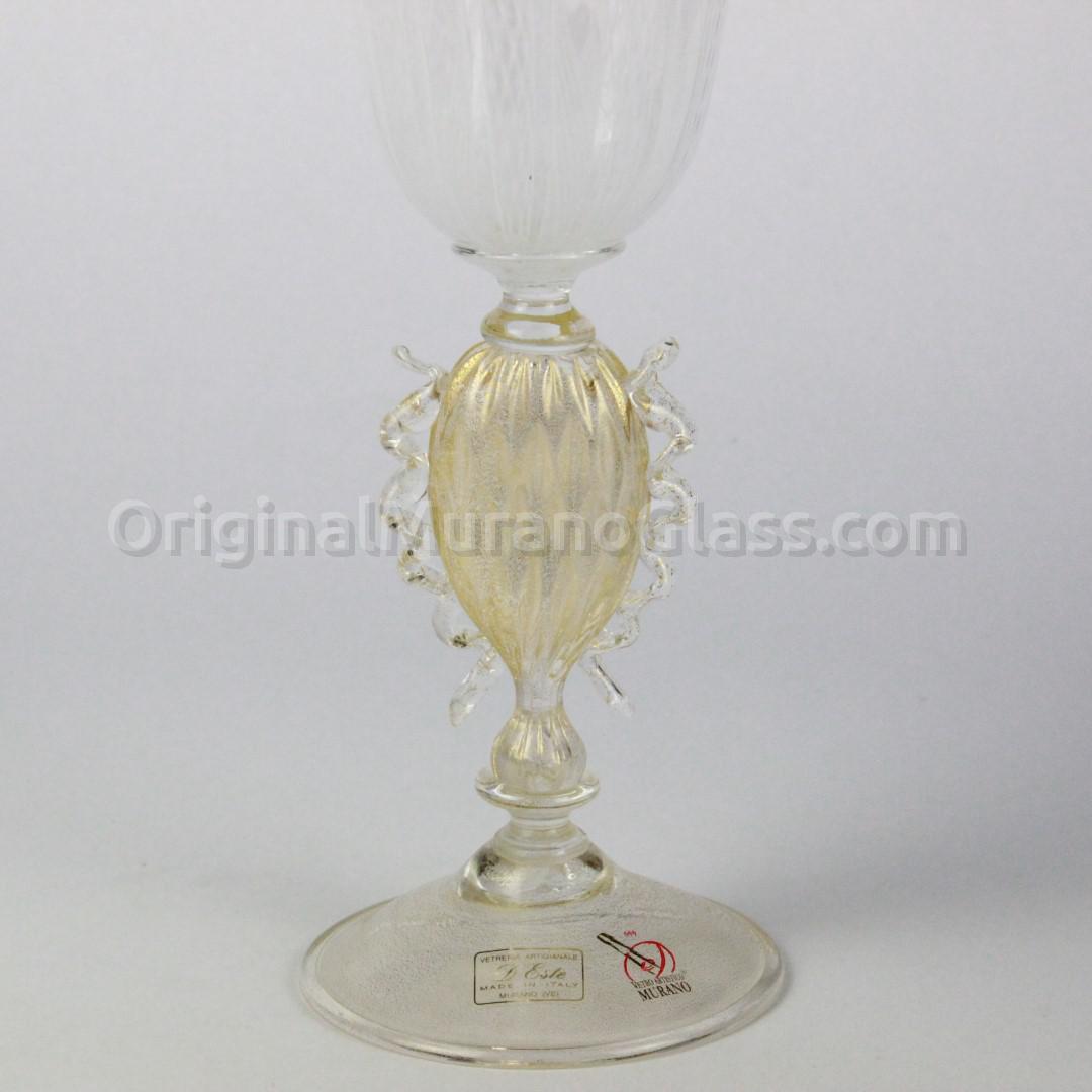 1017 ORIGINALMURANOGLASS Венецианский бокал Белая Филигрань - Filigrana Bianca - муранское стекло OMG 10 см  - Вид №1
