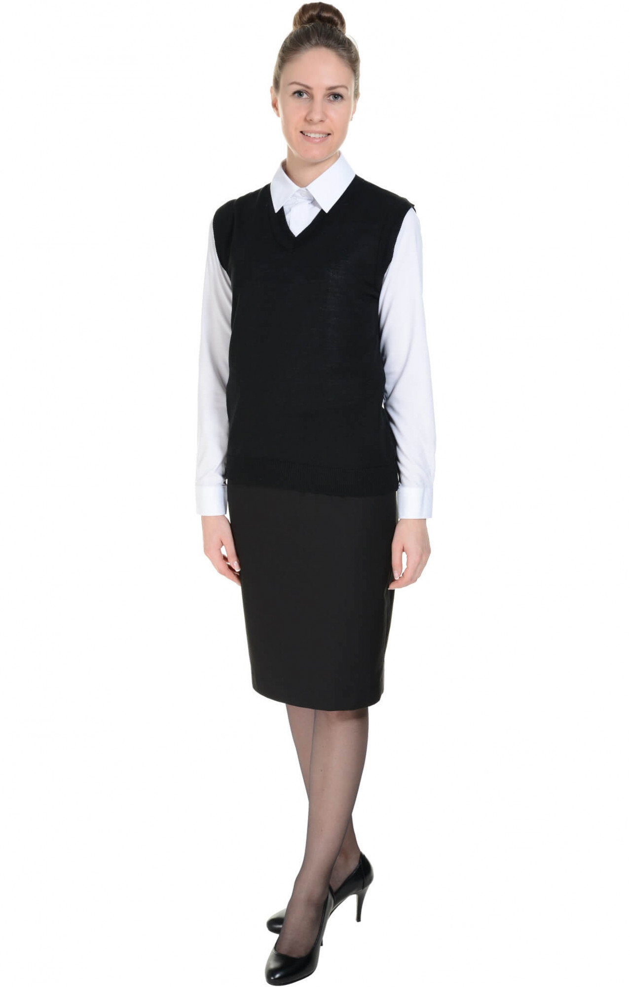 62517 Жилет трикотажный женский черный  Одежда для официантов  размер 48-50 Спецодежда 