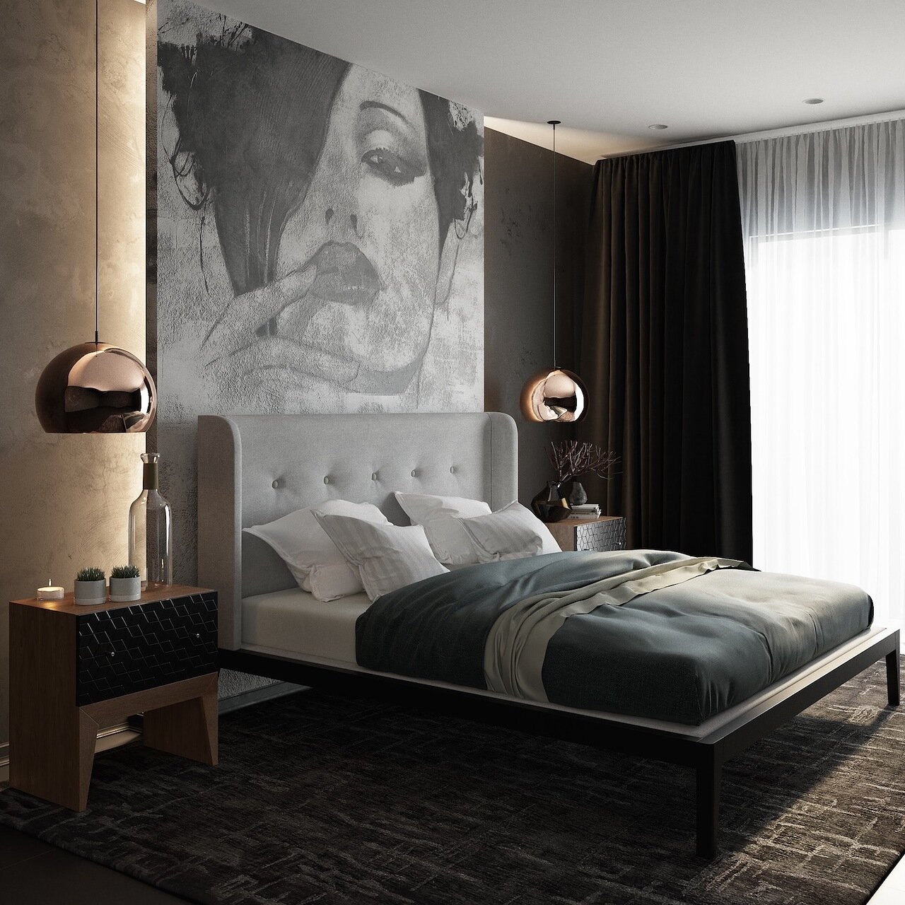 Кровать двуспальная 180x200 светло-серая Fly soft new BRAGIN DESIGN ДИЗАЙНЕРСКИЕ 256422 Коричневый;серый  - Вид №2