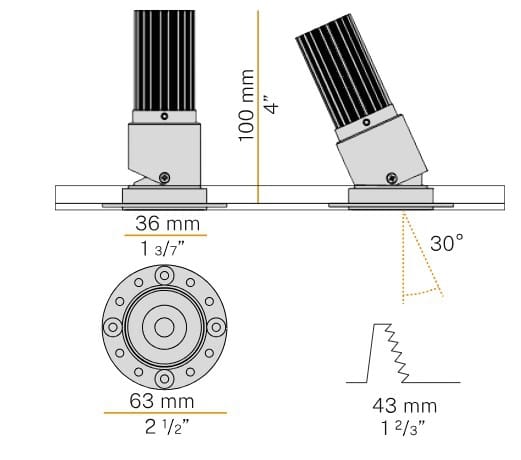 Литье под давлением алюминий регулируемый светодиодный прожектор Panzeri Джеймс ARCH-00069549 - Вид №6