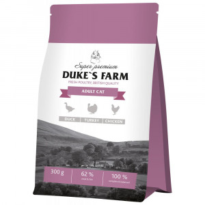 ПР0042056 Корм для кошек DUKE"S FARM утка, курица, индейка сух. 300г DUKE'S FARM