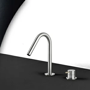 Смеситель для раковины сталь матовая с бежевой ручкой Toki Radomonte TKI30SCIL28