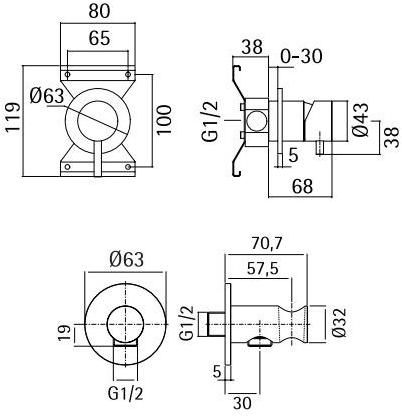 Quadrodesign Смеситель для душа с ручным душем Ottavo sun-id-1441838 - Вид №3