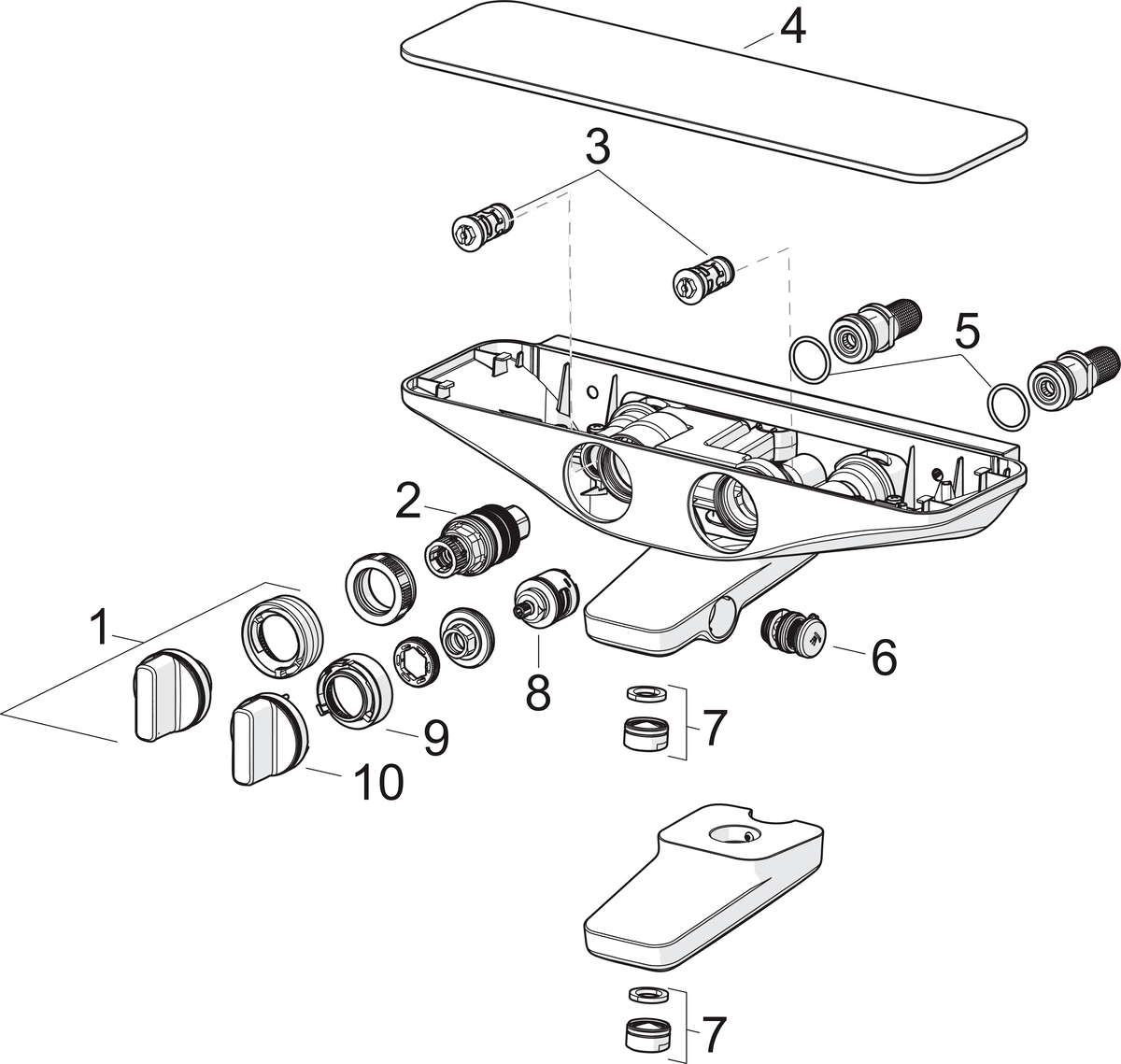 Oras 7591U-15 Смеситель с верхним душем rain shower 7591U-15 Esteta Хром/Серый  - Вид №4