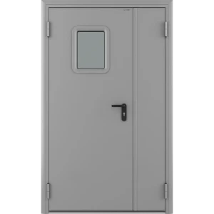 Дверь техническая остекленная 1450x2050 мм левая цвет светло-серый RAL7035