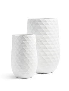 41.1020-0035-WH-55 Кашпо  ERGO - серия Diamond - Высокая округлая чаша - Белый камень Цветочная коллекция