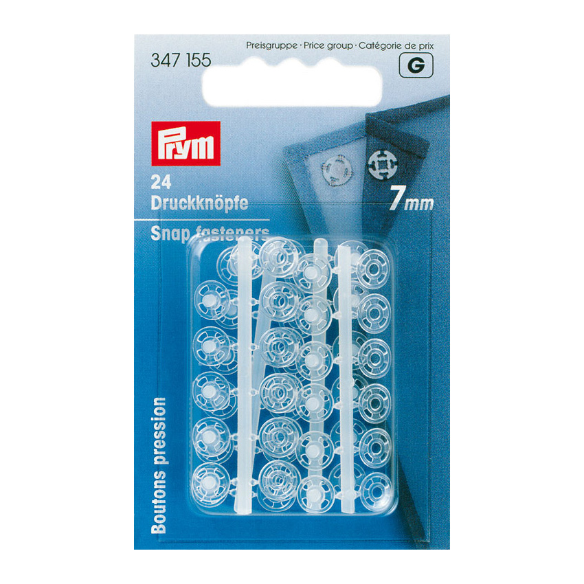 347155 Кнопка пришивная пластик d 7 мм 24 шт. прозрачные PRYM 
