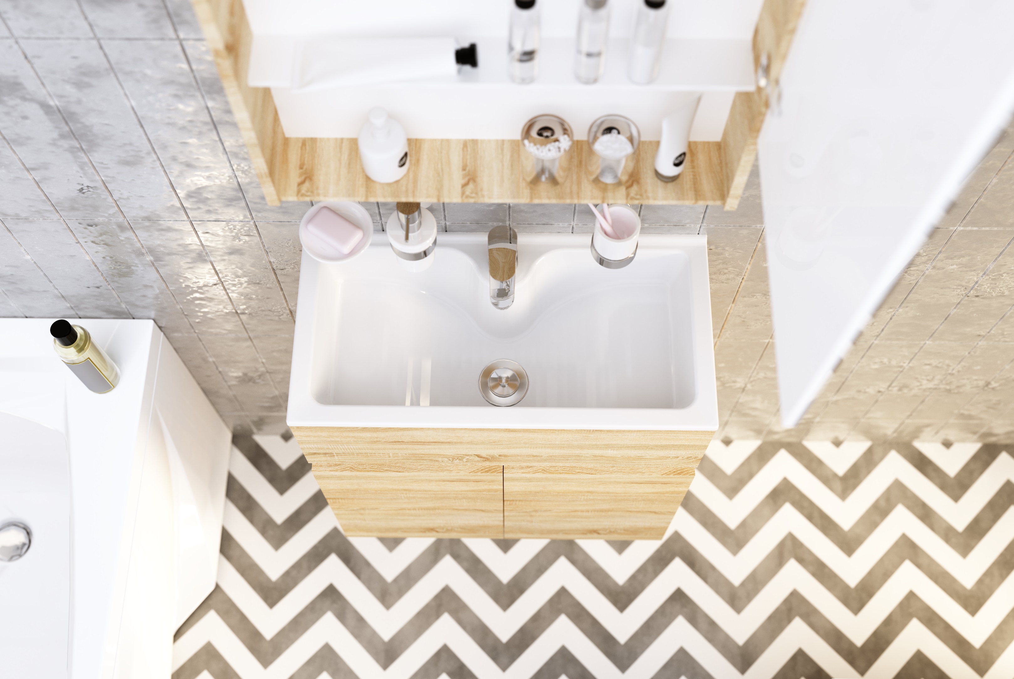 У75337 Тумба с раковиной Mira 60П 2д. Дуб Сонома 1 Marka MIRA - Вид №3