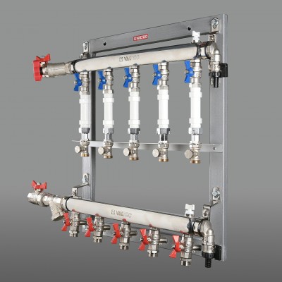 VT.GPM.05S04.R4 Узел этажный для поквартирного учета тепловой энергии Valtec 3/4", 4 вых., ввод справа  - Вид №1