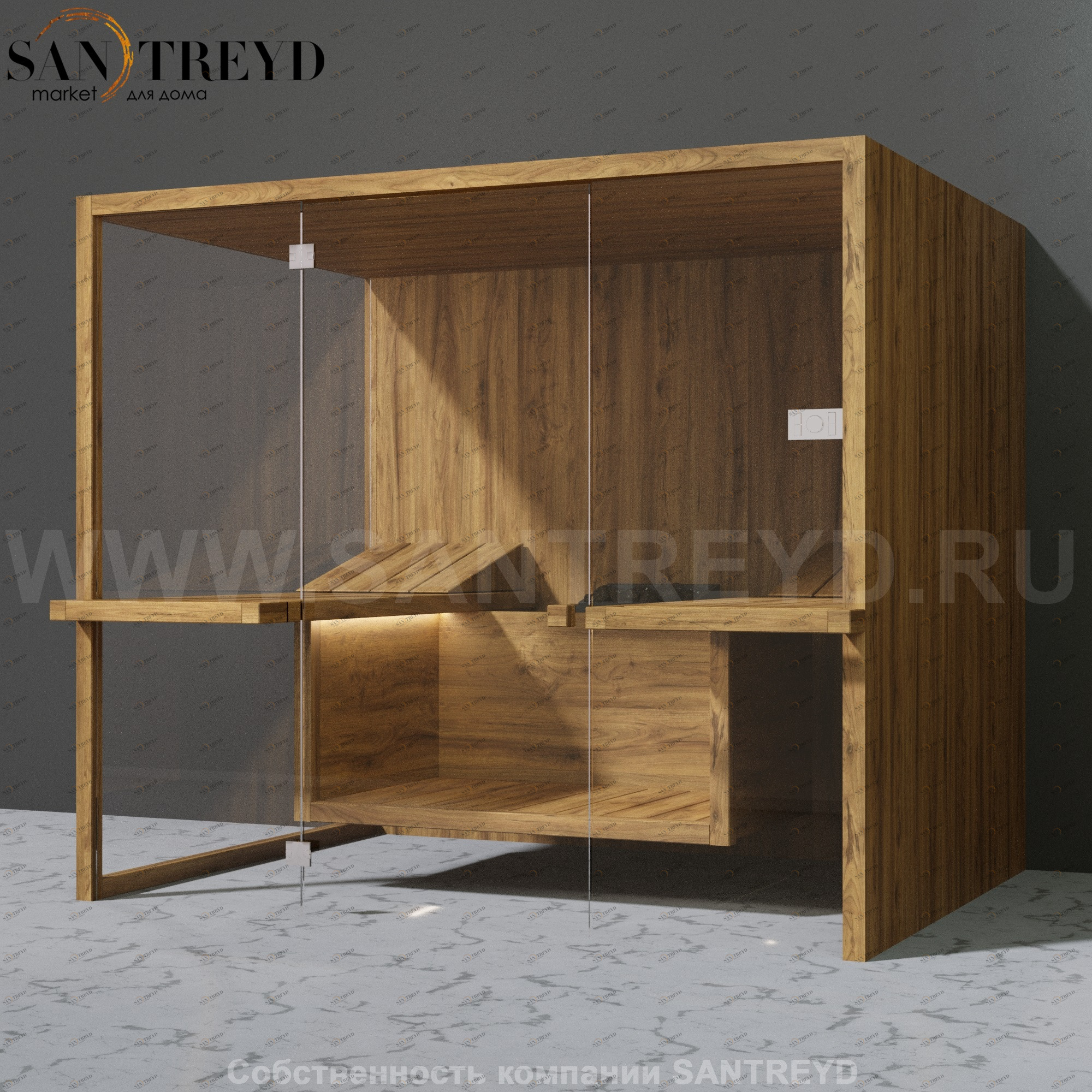 Effegibi AIR SA91100003 Сауна. Установка: к стене. Мощность: 10,5 кВт макс. Размеры: длина 247 см, ширина 182 см. Отделка: осина термообработанная.