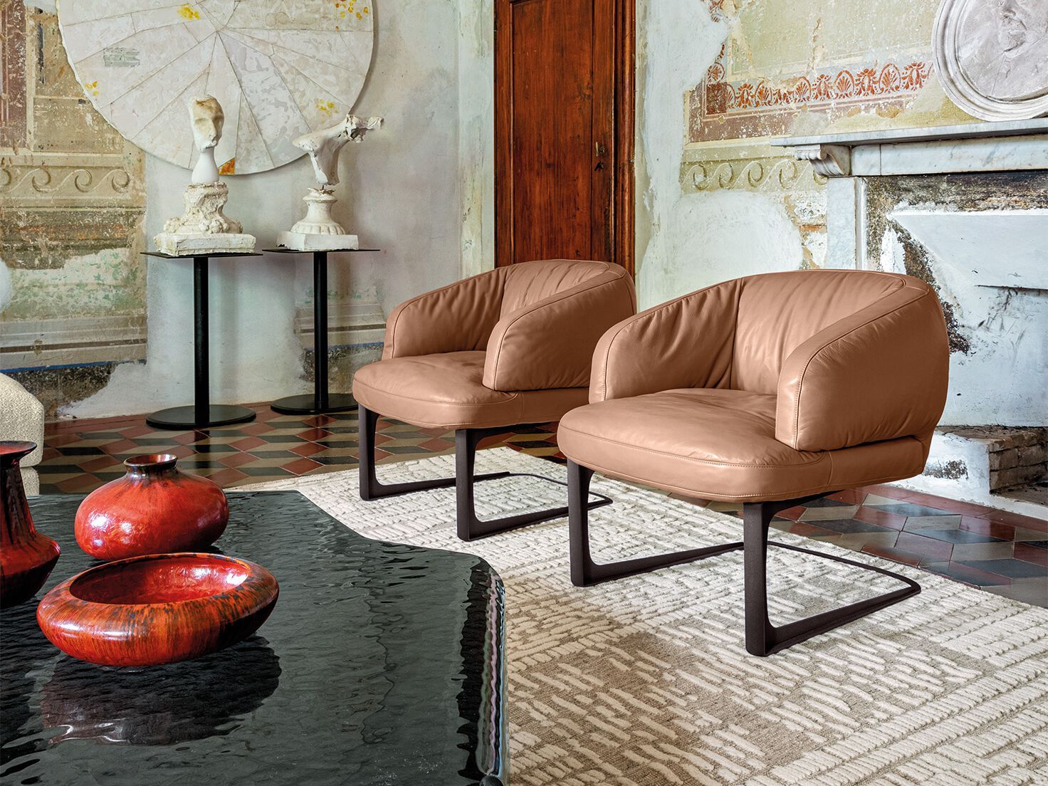 Кожаное консольное кресло с подлокотниками Arketipo WARREN LIVING ARCH-00054145 - Вид №5