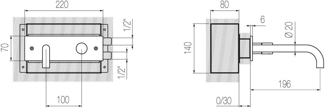 Radomonte Смеситель для биде настенный однорычажный, без сливного крана Hiro Hir21 - Вид №3