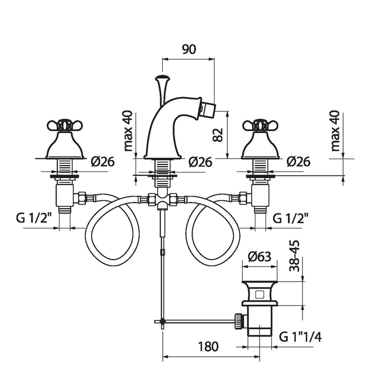 OT710202015 Смеситель для биде Webert Ottocento - Вид №1