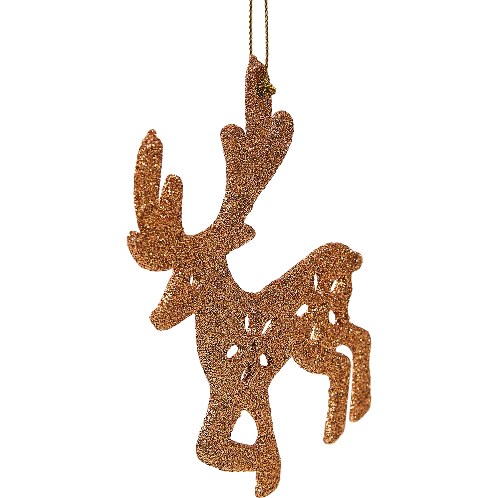 87036490 Елочная игрушка Олень блестящий 10x8 цвет коричневый STLM-0956461 Santreyd  - Вид №1