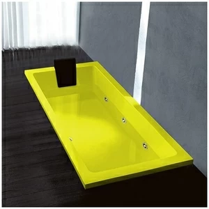 Ванна Gruppo treesse Quadra 170 V0727-SX-ZZ жёлтая с золотой фурнитурой гидромассажем прямоугольная встроенная левая
