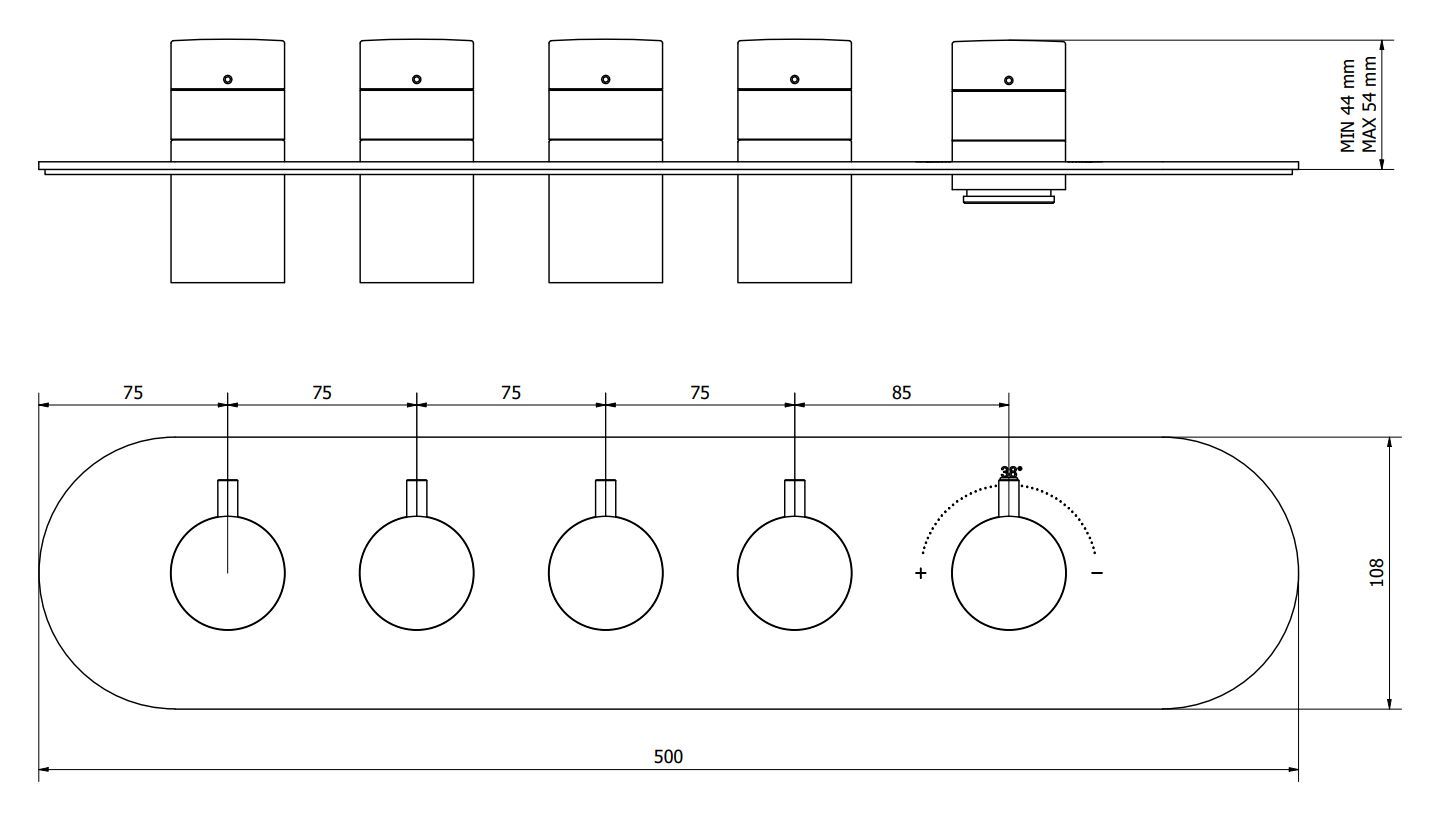 Термостатический смеситель для душа с 5 отверстиями IB Aqua ARCH-00121397 - Вид №11