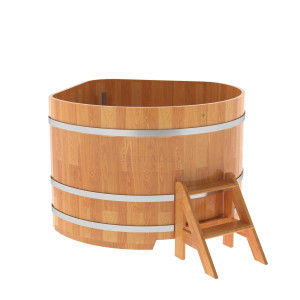 1582 Купель угловая из сращенных ламелей лиственницы 1,37х1,37х1,0 натуральная Alyarus