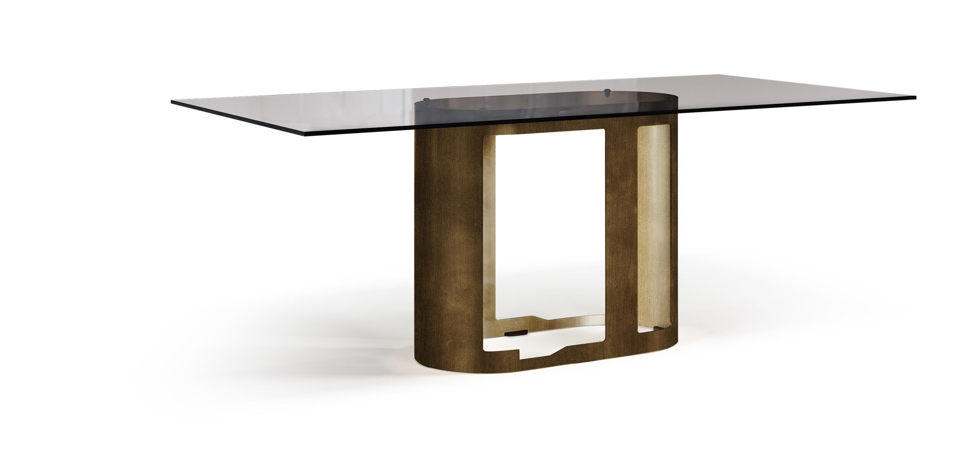 Прямоугольный стол из стали и стекла Cantori Оазис ARCH-00049357