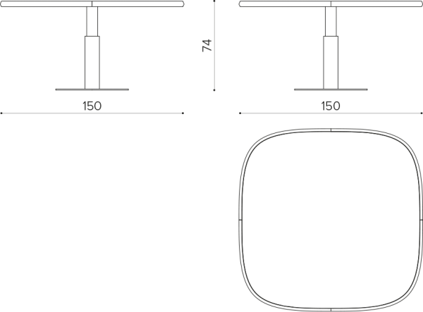 IS 150SQ Квадратный стол 150x150 x h74 True Design Inside - Вид №1