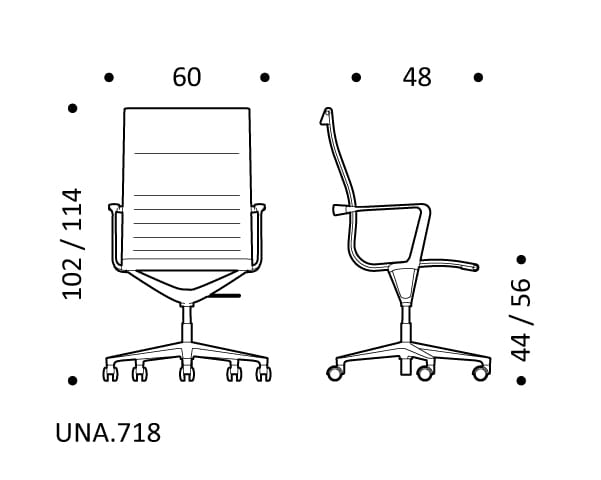 5-спицевое вращающееся офисное кресло с тканевыми колесами ICF una Chair ARCH-00019124 - Вид №2