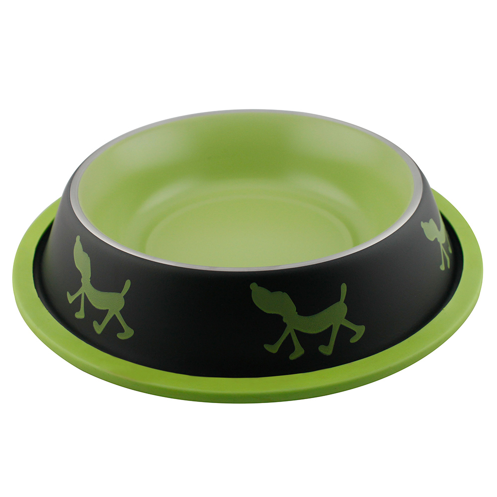 ПР0057806 Миска для животных Uni-Tinge Non Skid Bowl металлическая 700мл зеленая Foxie 