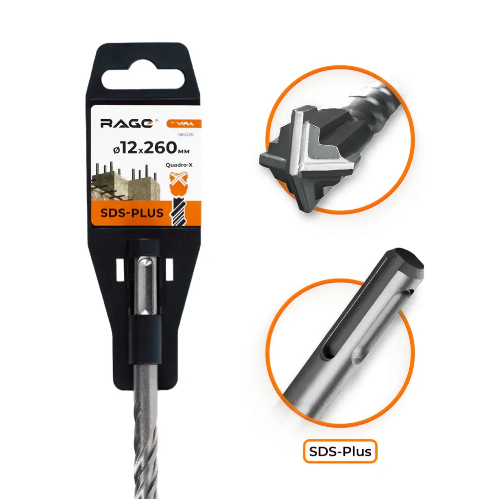 Бур RAGE SDS-plus 12×260 мм для бетона и камня 89383435 STLM-1531027 - Вид №1