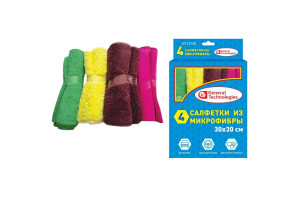 19000758 Набор салфеток из микрофибры 30х30 4шт в коробке GT-CT105 General Technologies