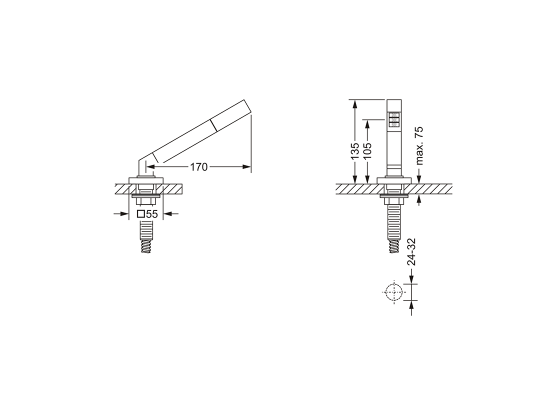 Душевой гарнитур ½", для монтажа на борт ванны JOERGER Empire Royal Crystal 626.40.660.000 - Вид №1