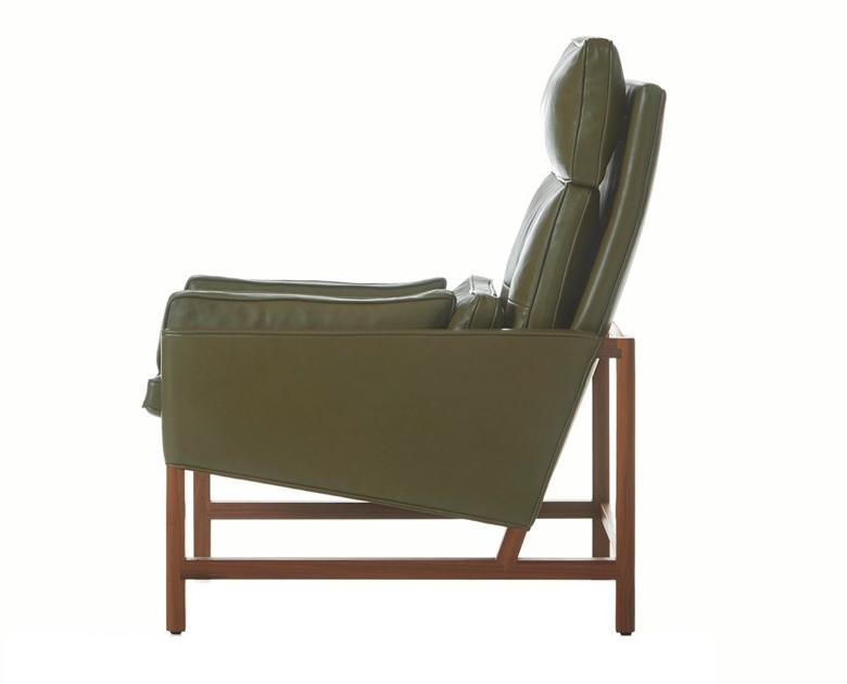 BassamFellows Кожаное кресло с высокой спинкой Wood frame lounge Cb-510 - Вид №2