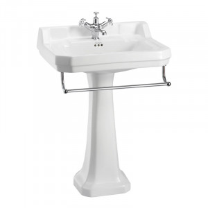 Burlington Edwardian Раковина Edwardian 61 см, вешалка для полотенец и стандартная подставка с 1 отверстием под смеситель B5 1TH P1 T3 CHR
