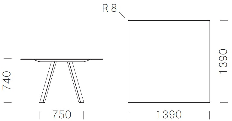 Pedrali Дизайн квадратного деревянного стола Arki-table Ark_139x139 - Вид №2