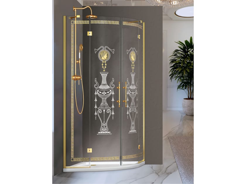 Полукруглый Хрустальный душ с распашной дверью Metidea декор ARCH-00070661