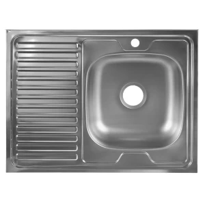 Мойка накладная правая прямоугольная 60x80 см глубина 16 см нержавеющая сталь цвет серебристый