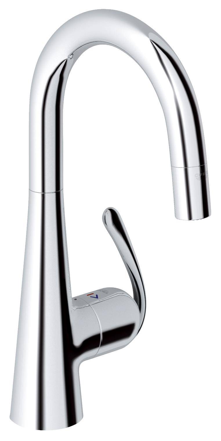 Смеситель для кухни GROHE Zedra с выдвижным С-изливом/лейкой, хром (32296000)