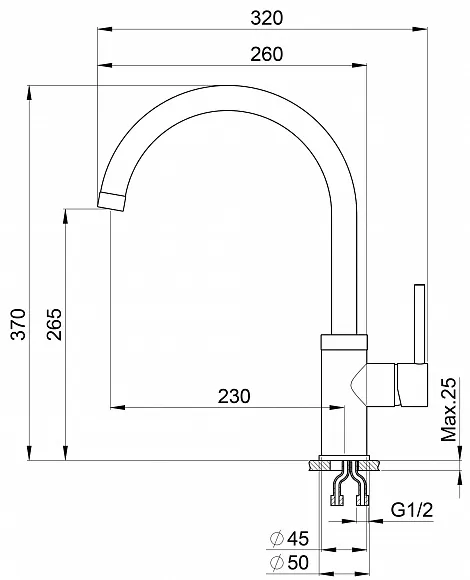 2125, ТУРМАЛИН, СМЕСИТЕЛЬ КУХОННЫЙ GRANULA 2125-ST28 - Вид №2