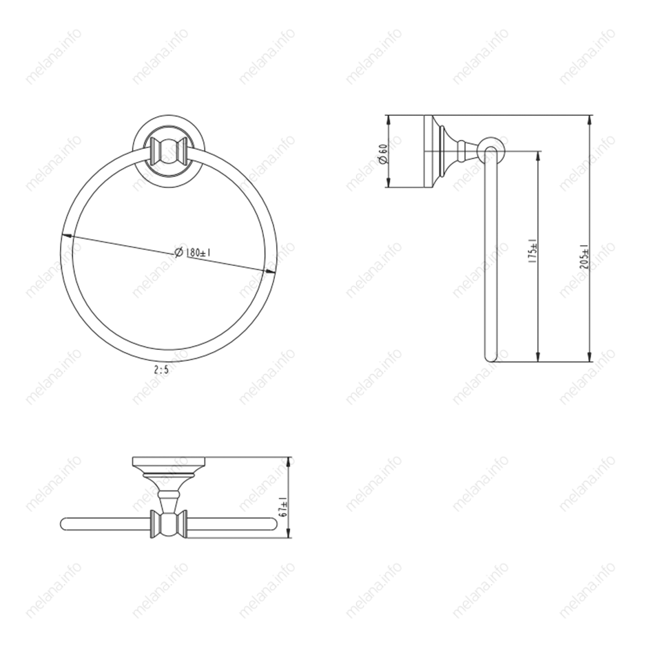 Держатель для полотенца MELANA хром+золото MLN-820009 820 серия - Вид №1