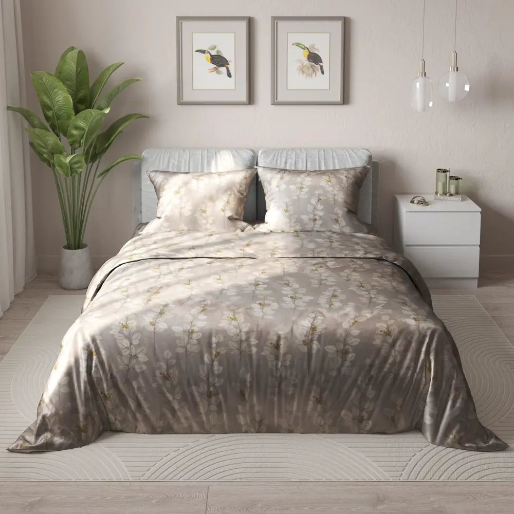 Комплект постельного белья Eclair Лэй двуспальный полисатин мокрый песок STLM-2012366