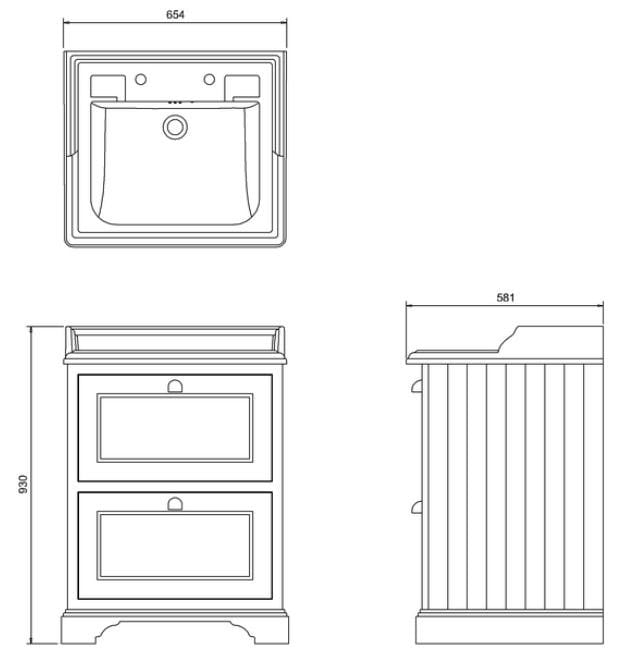 Деревянный умывальник с ящиками Burlington Классическая ARCH-00101823 - Вид №5