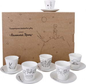 10535607 Императорский фарфоровый завод Набор кофейный ИФЗ "Маленький принц" 75мл, ф.Черный кофе, п/к Фарфор костяной