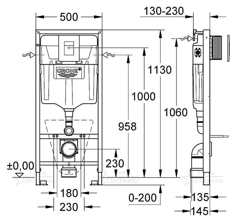 NW0017-1 Подвесной унитаз настенный Белый Grohe Euro Тайвань - Вид №5